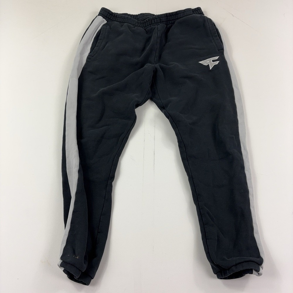 FaZe Clan Sweatpants Mens Large Black ESport Joggers Logo Stripe Fleece